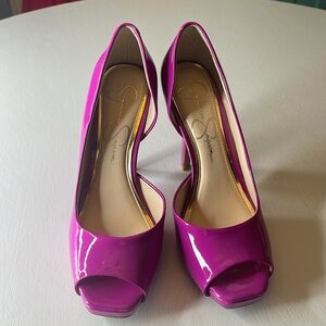 Jessica Simpson Magenta Open Toe Pumps Size 6M
